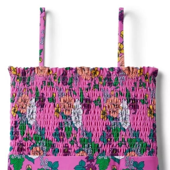 Jamie and Jack Recycled Floral Smocked Swimsuit Size 16 Phlox Pink Floral - Picture 4 of 16